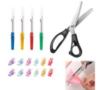 Ciseaux Cranter Zigzag Professionnels Ensemble avec 1 Ciseau en Acier Inoxydable, 4 Ciseaux à Fil, 12 Pinces à Couture, Idéal pour Travaux Manuels et Couture Domestique