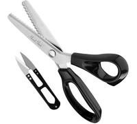 Ciseaux Cranteurs Couture avec Coupe-Fil - Longueur Totale 22,86cm ,Ciseaux Crantés avec Poignées Noires-Ciseaux de Couture en