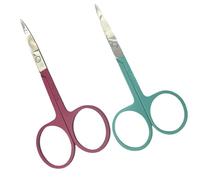 Ciseaux de beauté professionnels, ciseaux de beauté courbes ultra-tranchants, ciseaux à cuticules en acier inoxydable, adaptés pour couper les sourcils, les ongles, les poils de nez, (bleu et rose)