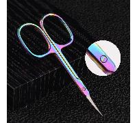 Ciseaux de beauté professionnels et petits - Conviennent pour les sourcils, les cils et la peau sèche, ciseaux multifonctionnels en acier inoxydable à lames fines et incurvées avec revêtement en titan