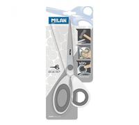 Ciseaux de bureau Milan 22cm manche plastique blister blanc/gris