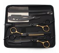 Ciseaux de coiffure ciseaux à cheveux noir-or professionnel 6 "JP ciseaux amincissants en acier inoxydable ciseaux de coupe de cheveux salon de coiffure C1001 C1001 Zi-K-D