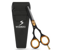 Ciseaux de coiffure et de barbier professionnels pointus avec vis réglable (ciseaux à effiler noirs, 14 cm)