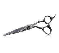 Ciseaux de coiffure professionnel - FEBEST - 6 pouces - Acier inoxydable japonais ATS314 - Noir - Lame convexe