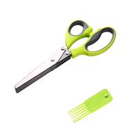 Ciseaux de cuisine, ciseaux à herbes, avec 5 lames multiples en acier inoxydable et coupe-gadgets de cuisine à couvercle sûr