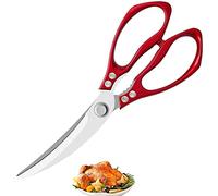 Ciseaux de cuisine en acier inoxydable pour barbecue coréen, épais, puissant, super tranchant, professionnel, polyvalent, steak, poulet (rouge)