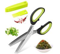 Ciseaux de cuisine multicouches - cisaille à oignons verts durable à 5 couches en acier inoxydable, cisailles à herbes avec couvercle de sécurité | Ciseaux à viande pour couper la trancheuse à viande