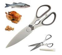 Ciseaux de cuisine multifonction en acier inoxydable 22 cm pour volaille, pizza, volaille, viande, poisson, légumes, os, noix, confort grip avec couvre-feuille de sécurité