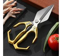 Ciseaux de Cuisine Multifonction en Acier Inoxydable, Coupe Viande Légumes Poisson, Lame Tranchante, Poignée Ergonomique, Passe au Lave-Vaisselle (Or)