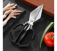Ciseaux de Cuisine Multifonction en Acier Inoxydable, Coupe Viande Légumes Poisson, Lame Tranchante, Poignée Ergonomique, Passe au Lave-Vaisselle (Noir)