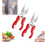 Ciseaux de cuisine multifonctionnels et pratiques, ciseaux de cuisine en acier inoxydable à ressort avec support, ciseaux à viande multifonctionnels pour barbecue, pour poulet (Rouge *2)