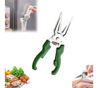 Ciseaux de cuisine multifonctionnels et pratiques, ciseaux de cuisine en acier inoxydable à ressort avec support, ciseaux à viande multifonctionnels pour barbecue, pour poulet (Vert)