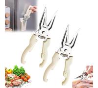 Ciseaux de cuisine multifonctionnels et pratiques, ciseaux de cuisine en acier inoxydable à ressort avec support, ciseaux à viande multifonctionnels pour barbecue, pour poulet (Blanc *2)