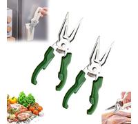 Ciseaux de cuisine multifonctionnels et pratiques, ciseaux de cuisine en acier inoxydable à ressort avec support, ciseaux à viande multifonctionnels pour barbecue, pour poulet (Vert *2)