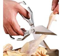 Ciseaux de cuisine pour aliments, ciseaux de cuisine en acier inoxydable - Séparateur avec casse-noix et antidérapant pour barbecue, poulet, canard, pêche, camping