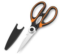 Ciseaux De Cuisine Professionnel Multiusage En Acier Inoxydable Noir Et Orange,Ciseau Cuisine en Acier Inoxydable Lame Tranchante Protège,Ciseau Cuisine Polyvalent Pour Viande, Volaille, Poisson