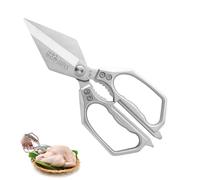 Ciseaux de Cuisine Robuste,5 en 1 Professionnel en Acier Inoxydable,Poignée Ergonomique et Lames en Titane,avec Fonction Dentelée,pour Maison,Viande,Verdure,Poulet,Poisson,Herbe,Noix,Peef,Argent