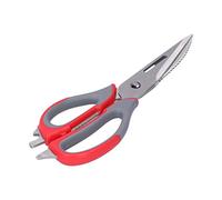 Ciseaux de cuisine robustes pour viande, poisson, volaille, légumes, fruits, pizza, avec couvercle de rangement et décapsuleur, pour cuisine, pique-nique, barbecue (rouge)