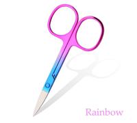 Ciseaux De Poils De Nez En Acier Inoxydable,Barbe,Sourcils,Poils Du Visage,Faux-Cils,Ciseaux De Coupe,Lames Tranchantes,Outils D'élimination - Type Rainbow 1pcs