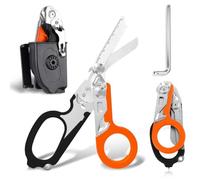 Ciseaux de Secours 6 En 1, Raptor Response avec Gaine Et Clé de Réglage, Ciseaux d'Urgence Rescue pour Une Utilisation Professionnelle Dans Les Services de Sauvetage Ou Les Tâches Quotidiennes(orange)