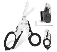 Ciseaux de Secours 6 En 1, Raptor Response avec Gaine Et e Réglage, Ciseaux d'Urgence Rescue pour Une Utilisation Professionnelle Dans Les Services de Sauvetage Ou Les Tâches Quotidiennes (Noir)