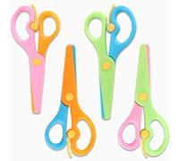 Ciseaux de sécurité en plastique pour enfants, ciseaux à bords lisses non toxiques pour l'école, le bureau, les projets artistiques de bricolage, 1/4 pièces Green blue