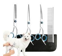 Ciseaux De Toilettage Pour Chien,3 Pièces Avec Peigne Pour Animaux | Acier Inoxydable Droit Courbé À Effiler Pour Poil De Chien - Pour Chat Et Chiot Coupe À La Maison Visage Patte Oreille
