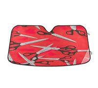 Ciseaux d'ombrage rouges pliables pour pare-brise de voiture, couverture de fenêtre avant - 140 x 70 cm