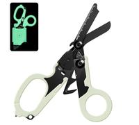 Ciseaux d'urgence avec coupe-sangle et brise-verre Pinces à ciseaux pliables en acier inoxydable, outils de sauvetage pour camping en plein air…