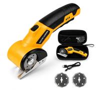 Ciseaux Électrique Tissu Couture 4,2 V Cutter Rotatif Sans Fil avec 2 Lames | Ciseaux Électrique Sans Fil avec Interrupteur de Sécurité, Lumière LED, USB-C pour Carton, Tissu, Cuir, Tapis, Plastique, DIY