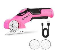 Ciseaux Electrique Tissu Couture DEKOPRO Professionnels 3.7V - Rose Ciseaux Electrique Multifonction - Coupe Carton Puissant pour Tissu, Cuir, Tapis, Plastique