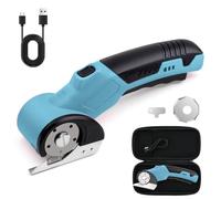 Ciseaux électriques, coupe-carton portable avec interrupteur de sécurité, 320 tr/min, coupe-carton sans fil, avec lumière LED et lame de rechange, 4 V, pour carton, tapis, tissu, plastique (bleu)
