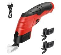 Ciseaux Électriques Sans, 4.2V Ciseaux Electrique Tissu Couture, Ciseaux Couture, 3 Lames Tranchantes (1 paire de ciseaux rouges à bouts en carbure de tungstène + 2 pièces à bouts en alliage)