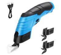 Ciseaux Électriques Sans Fil 4.2V pour Tissu et Couture avec 3 Lames Tranchantes (1 Bout en Carbure de Tungstène + 2 Bouts en Alliage Bleu)