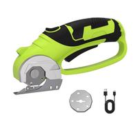 Ciseaux Électriques Sans Fil, Coupe-Boîte Électrique Rechargeable 4V pour Carton, Coupe-Carton Robuste pour Tissu, Cutter Rotatif avec Lumière LED pour Artisanat, Cuir, Plastique ou Tapis - Vert