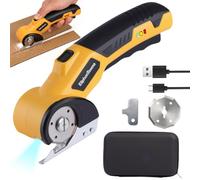 Ciseaux électriques sans fil - Coupe-tissu avec lumière LED, rechargeable par USB, pour adultes, couteau rotatif électrique sans fil pour loisirs créatifs, tapis de papier cranté