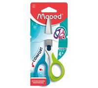 Maped - Ciseaux Sensoft Asymétriques - Ciseaux Enfants avec Anneaux Souples - Ciseaux Scolaires 13cm. dès 4 Ans - Coloris Vert