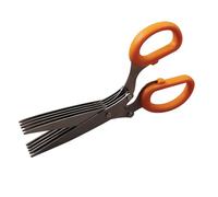 Ciseaux multi-lames idéal pour trancher en très peu de temps les légumes, 21 cm, Soft Collection, avec couvercle pour protéger les lames, (couleur : orange, noir, argent), quantité : 1 pièce.