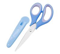 Ciseaux pour enfants,Ciseaux pour enfants,Cisailles pour enfants en acier inoxydable - Ciseaux à bout arrondi Ciseaux de travail scolaire avec couverture pour fournitures scolaires Bleu