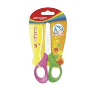 Ciseaux pour enfants en métal - Taille 13 cm - Couleur verte et rose - Ciseaux pour enfants avec pointe ronde - Matériau scolaire idéal pour les travaux manuels - Keyroad