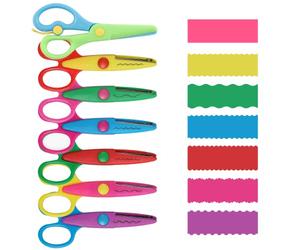 Ciseaux pour travaux manuels, 7 pièces pour enfants, ciseaux zigzag pour tissu, travaux manuels, printemps, entraînement préscolaire, enseignement artistique.