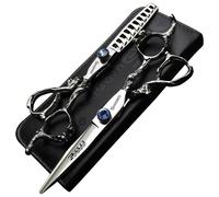 Ciseaux professionnels de coupe de cheveux de 6/7.5/7 / 8 pouces, ciseaux de bijoux japonais 440c (6 pouces - 2pc -B)