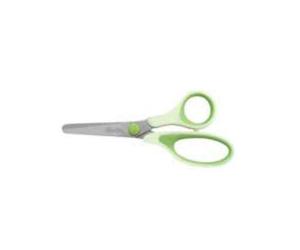 Ciseaux wonday uni'vert 13cm lames acier inox bouts ronds anneaux asymetriques