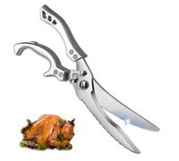 CiseauxàViande，CiseauxàVolaille，CiseauxàPoulet，CiseauxCuisine Professionnel Multifonctions，Pour Viande，Poisson，Légumes ，Ciseaux de Cuisine Ciseaux à Viande à Bord Dentelé (Argenté)