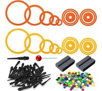 CiShow 30 Anneaux D'Entraînement de Fléchettes, Anneaux D'Entraînement de Fléchettes en Feutre, 50 Pointes de Fléchettes Douces Noires, 50 épingles Colorées, 2 Pierres D'affûtage de Fléchettes