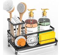 Cisily Organiseur d'évier de cuisine de grande capacité, support d'éponge antirouille antidérapant avec support de brosse à vaisselle, organisation et rangement de cuisine, accessoires essentiels pour