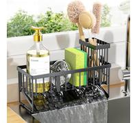 Cisily Panier d'évier de Cuisine, Porte-éponge pour évier de Cuisine, Organisateur d'évier de Cuisine et Rangement avec Support de Brosse Haut, antirouille 304, Gadgets de Cuisine avec séparateur