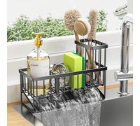 Cisily Panier d'évier de Cuisine, Porte-éponge pour évier de Cuisine, Organisateur d'évier de Cuisine et Rangement avec Support de Brosse Haut, antirouille 304, Gadgets de Cuisine avec séparateur