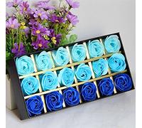 Cisixin 18 Pièces Salle De Bain parfumée Fleur Bain Corps Savon Pétales De Rose en boîte-Cadeau(Bleu)