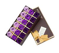 Cisixin 18 Pièces Salle De Bain parfumée Fleur Bain Corps Savon Pétales De Rose en boîte-Cadeau(Pourpre)